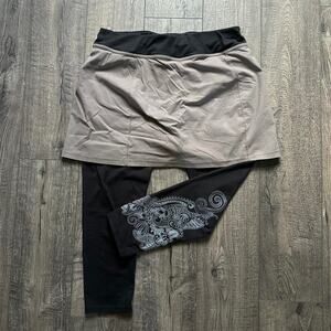 Vintage Y2K 00s Tribal Tattoo Yoga Leggings Skirt Layer Capris Yoga Pants